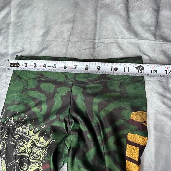 NEW La Bella Mafia Leggings Women S Skulls Chains Athleisure Green Gold Gym - Picture 7 of 9